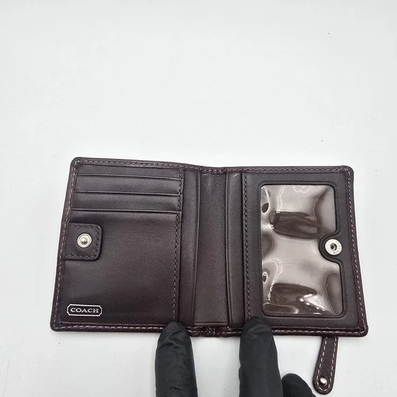 Coach‎ Monogram Canvas Snap Wallet Brown Signature Logo Coin Pouch - Picture 5 of 5